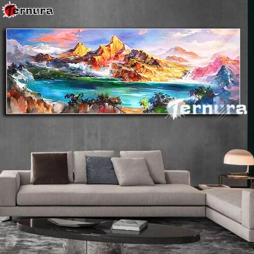 Natural scenery Diamond Embroidery sale mountain river Rhinestone Diamond Painting Cross Stitch full square round drill large