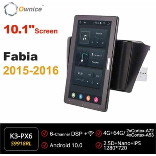 10.1"Auto Rotatable 1280*720 Ownice Android 10.0 Car Multimedia forSkoda Fabia 2015-2016 Car Radio Audio System Unit IPS DSP