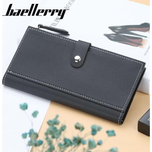 Wholesale Baellerry Men Wallets Long Style Card Holder Male Purse Zipper Large Capacity Brand PU Leather Wallet 100PCS/lot