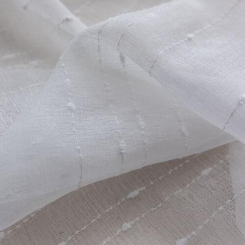 White Striped Linen Tulle Window Treatment Curtain for Bedroom Japan Style Sheer Voile for Living Room Drapes Blinds Decor Panel