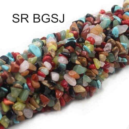 Free Shipping BGSJ 7-8mm Freefrom Natural Mixed Random Stone Chips Spacer Loose Beads Strand 34"