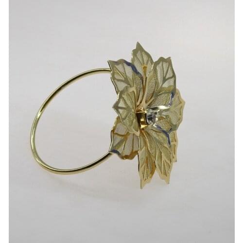 Free shipping gold silver crystal flower wedding napkin ring, napkin holder 12 pcs