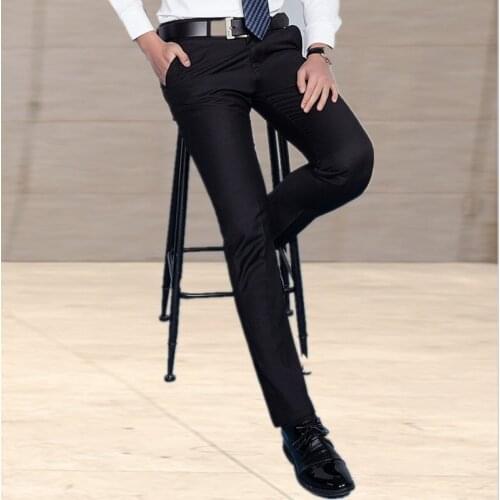 2018 Pure Color Mens Black Suit Pants Size 28-38 Slim Fit Men Fall Business Office Trousers