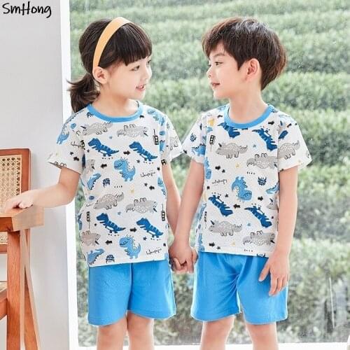 Unisex Children Summer Short Sleeve Cotton Toddler Pajamas Dinosaur Boys Pyjamas Kids Unicorn Pajamas for Girls Teenager Pajama