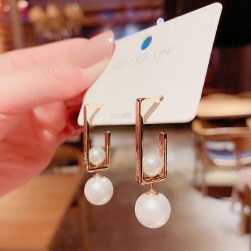 XIYANIKE Geometric Earrings With Square Buckle Large Pearl Earrings Refinement Earrings 2021 Trend Vintage Earrings Wholesale