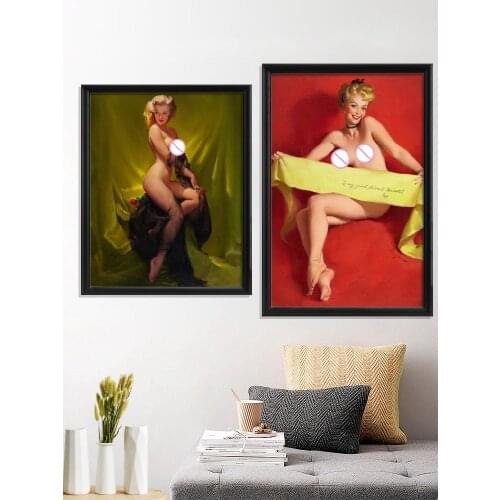 Gil Elvgren Girl Fascination Nude Girl Golden Darlene Nymph Vision Bee Pin Up of Cee Poster Wall Stiker Art Silk Home Room Decor