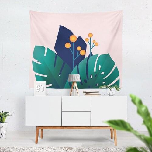 Tapestry Green Plant Flowers Nordic Style Ins Tapestries Modern Minimalist Living Room Background Cloth Home Décor