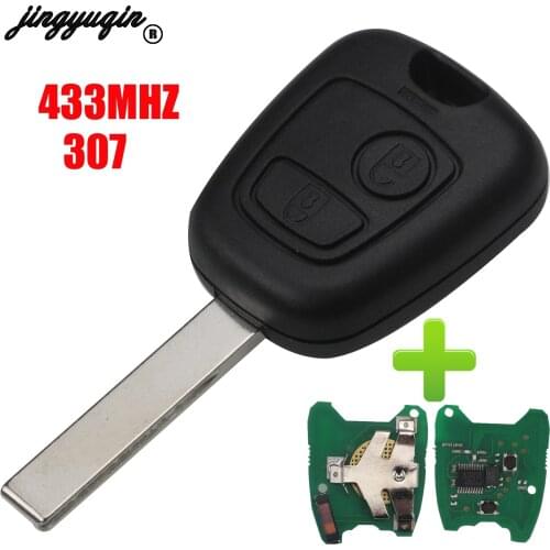 Jingyuqin 2 Buttons Car Remote Control Key Shell Fit For PEUGEOT 207 307 Car Keyless Fob ASK 433Mhz PCF7961 Chip HU83 Blade