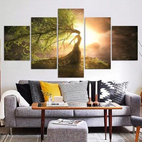 5 Pieces of Modern Landscape Canvas Painting Decoration Painting Red Leaf Maple Artists Bedroom Living Room Hanging Paintings