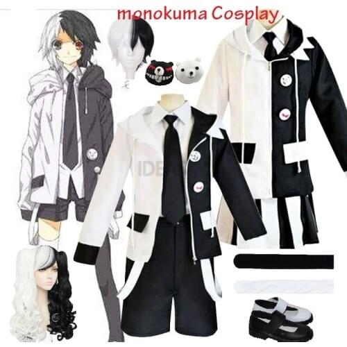 Anime Danganronpa V3: Killing Harmony Cosplay Monokuma Uniform Cosplay Costume Jacket Coat+Shirt+Short Full Set