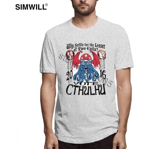 Cool Cthulhu Greater Of Two Evils 2016 Tees Mens O Neck Short Sleeved Soft Cotton T Shirt Gentlemen Custom Print Clothing