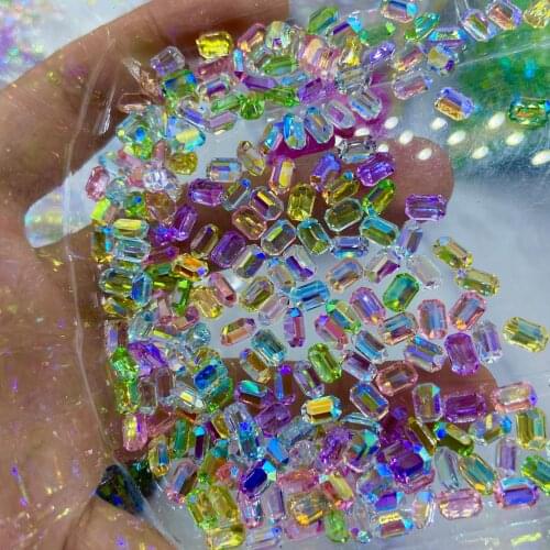 Summer new resin three-dimensional rectangular heart-shaped candy crystal nail jewelry phototherapy Nail Drill