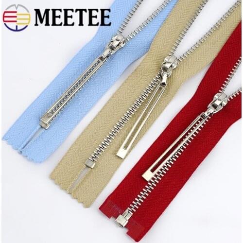Meetee 2pcs 20/40/70cm Close-End Open-End 3# Metal Zipper Silver Tooth Auto Lock Zip DIY Bags Garment Sewing Accessories ZA063
