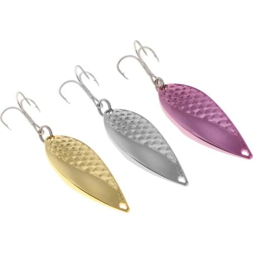 Metal Spoon Fishing Lures 15g Salmon Bass Baits Treble Hook Fishing Tackle