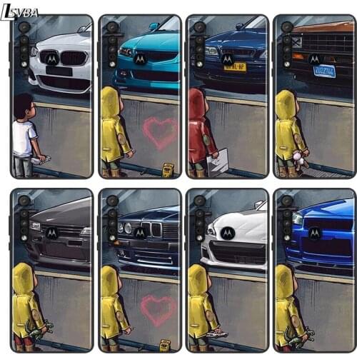 Cute little boy car For Motorola E6 E7 G8 G9 G Edge Stylus Power Play Lite One Hyper Marco Plus Black Soft Phone Case