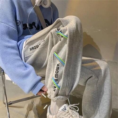 Fashion Sports Pants Japanese Style Spliced Striped Drawstring Tie Leg wide Leg Pants Harajuk Mens Harem Pants