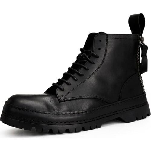 Men combat boots cowboy boots male Chelsea boots men autumn winter British retro men shoes cowhide High Quality Genuine Leather