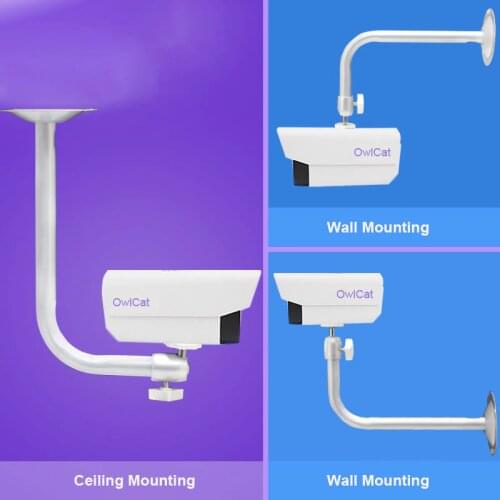 OwlCat CCTV Camera Wall Mount Bracket Support Ceiling Mount Arm Bracket Adjustable L Shape Aluminum 230mm