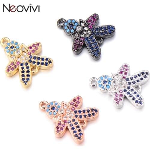 Neovivi Child Beads Charm Micro Pave CZ Colorful Zircon Charms for Jewelry Making Boy Charms fit Bracelets Handmade Gifts Craft