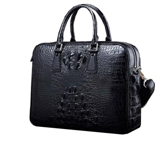 Ourui new true crocodile male business handbag black men handbag men briefcase men crocodile bag