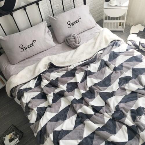 New 2018 Sherpa Double layer Blanket Super Soft Throw Blanket on Sofa Bed Plane Travel Geometric Adult Home Textile Cobe