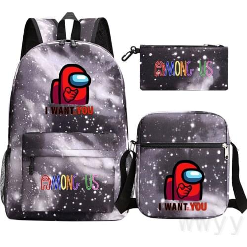 New 3pcs/Set Backpack Game Among US Fashion Shoulder Bags Cute 3D Cartoon Print Schoolbag Mochilas Student Backpack