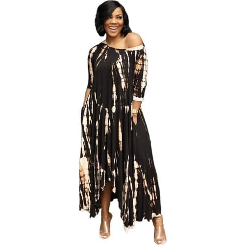 2021 Ins Internet Celebrity Famous Dress Print O-neck Long Sleeve Summer Casual Loose Maxi Dress Vestidos