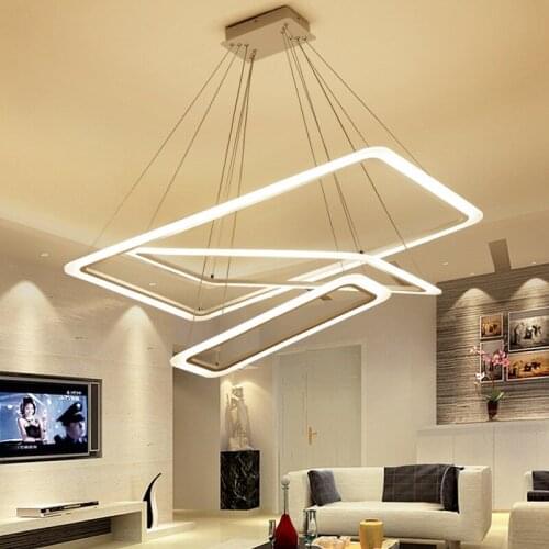 Rectangular 1/2/3 ring LED home living room dining room bedroom chandeliers Hotel Office Meeting Room Cafe Lighting