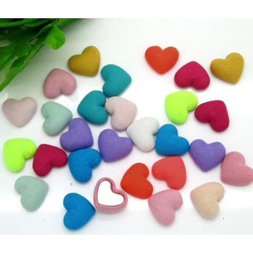 50Pcs 17x14mm Mixed Heart Fabric Covered Buttons Cabochon Scrapbooking Sewing Diy Accessories Cloth Fabric Flatback Button