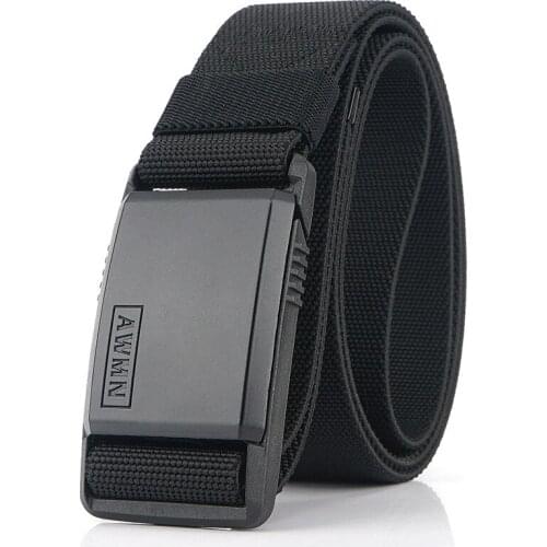 DHL 50Pcs Nylon Belt Metal Magnetic Buckle Adjustable Belts For Men Military Combat Elastic Belts High Quality 3.8CM