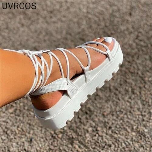 Womens Gladiator Sandal Woman Platform Wedge Cross Tied Casual Shoe Summer Sexy Lady Ankle Wrap Lace Up Footwear Plus Size