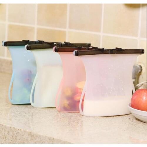 Silicone Food Storage Bags Reusable Ziplock Bag Leakproof Containers Refrigerator Fresh Bag Vegetable Fruit Liquid Snack Storage