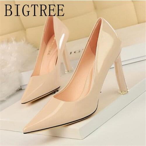 Wonen Pumps Fashion Office Shoes PU Pointed Toe Thin Heels 8.5CM Female Pumps Shallow Mouth Women Shoes