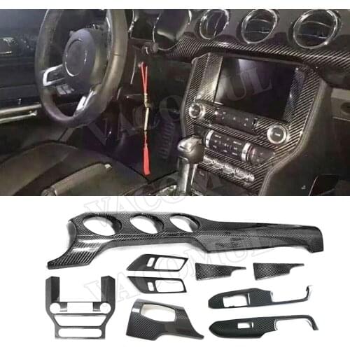 Carbon Fiber Interior Trims Dashboard Meter Bar Cover Mouldings For Ford Mustang 2015 2016 2017 Car Styling