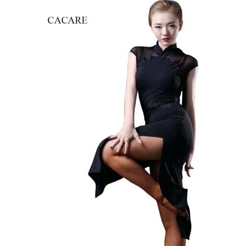 CACARE Latin Salsa Dance Dress for Women Latin Dress Fringe Latin Dance Competition Dresses D0025 Split Hem