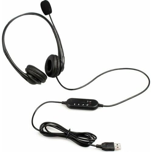 1pc USB Noise Cancelling Headphones Mic Computer Headset for PC Call Centre Office Telephone Operator Headphone 2M Cable