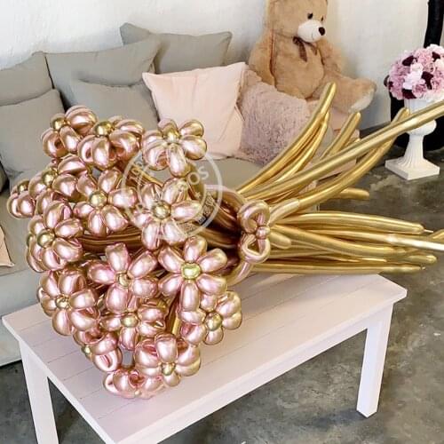 100pcs Magic rose gold metallic long strip Balloons Shiny Chrome Tying Twist latex Balloon Birthday Wedding Party decoration