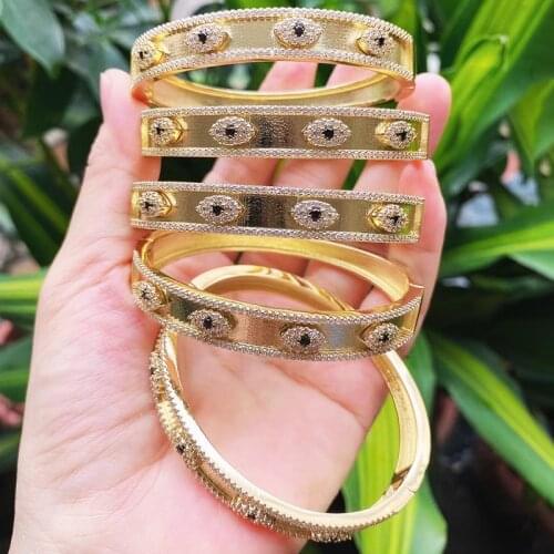 5 Pcs Zircon Eyes Bangle Fashion Jewelry Bracelet Light Gold metal Zircon Bangle jewelry for women jewelry Women bangle 51733