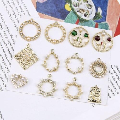 6pcs Hot Sale 2020 Pearl heart-shaped Water Drop Wreath Love Geometric Pendant Statement Earrings Jewelry Making Accessories