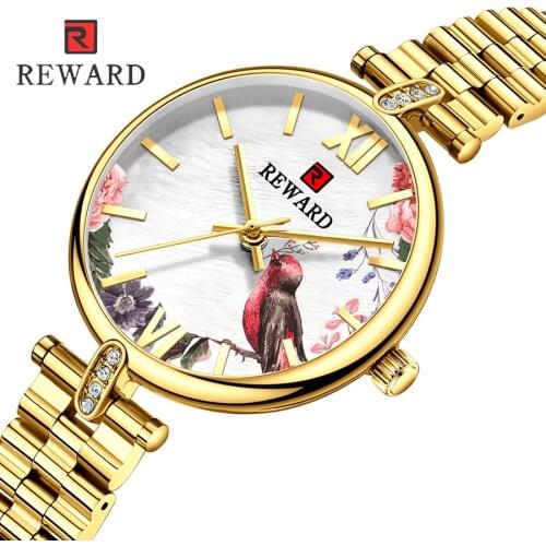 REWARD Luxury Ladies Watch Fashion Creative Gold Women Wrist Watches Ultra thin Full Steel Waterproof Dress Relogio Feminino