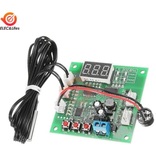 2 Way PWM LED Digital Fan temperature controller 12V 24V 48V temperature speed governor thermostat Regulator display alarm board