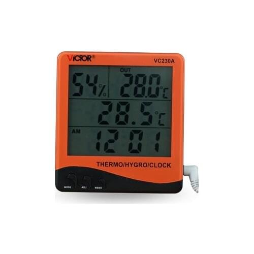 VC230A big screen temperature and humidity thermo hygrometer with clock