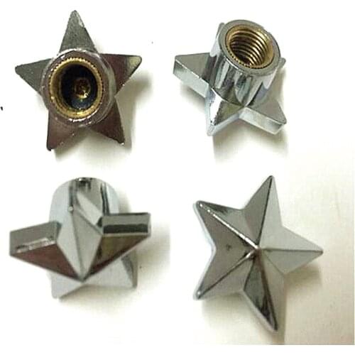 Metal Alloy Gold Sliver Star Tire Air Valve Stem Cap For Car Truck Motorcycle Bike Wheel Rim Caps 1.3*1.3*1.3CM 4pcs/lot