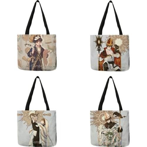 Cool Handsome Cartoon Anime Pope Design Women Ladies Large Handbag Resuable Shopping Bags For Groceries Fodable Tote Bag