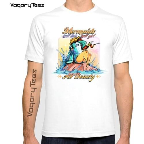 Inverted Mermaid Summer mens streetwear tshirt Funny half fish print short sleeve cool men T-shirt casual o-neck Hip hop t shirt