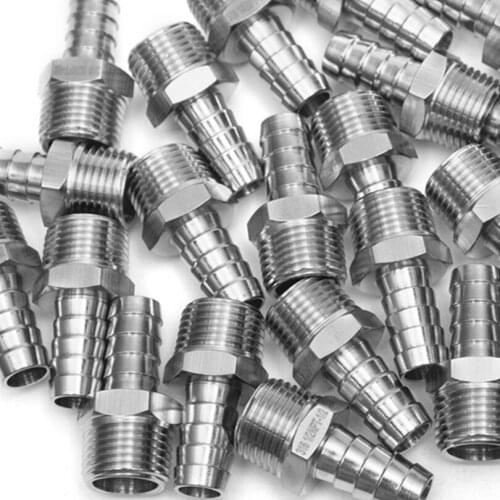 LTWFITTING Bar Production Stainless Steel 316 Barb Fitting Coupler / Connector 1/2" Hose ID x 1/2" Male NPT Air Fuel Water