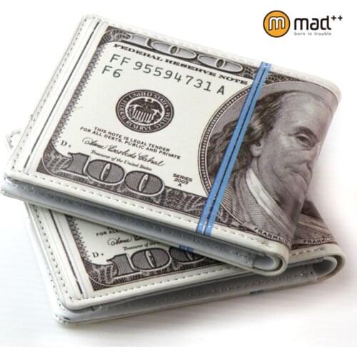 Cute 100 USD US Dollar Wallet For Boys Kids Men PU Leather Money Bag Novelty Gift Teens Student Purse Women Male Coin Pouch