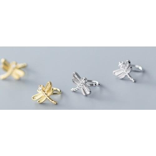 MloveAcc Authentic 100% 925 Sterling Silver Ears Clip Dragonfly Dazzling CZ Ears Clip for Women Sterling Silver Jewelry Gift