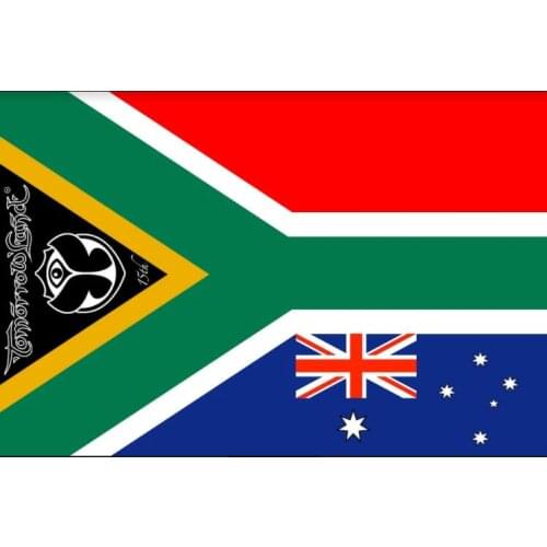 Tomorrowland Flag with South Africa and with australia flag banner 3x5ft