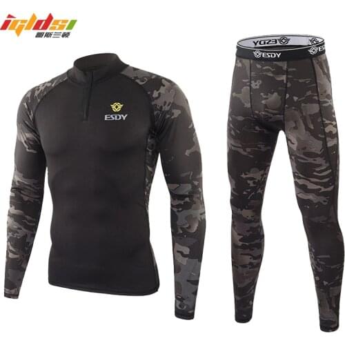 Mens Winter Warm Tight Tactical Thermal Underwear Sets Outdoor Function Breathable Training Cycling Thermo Underwear Long Johns